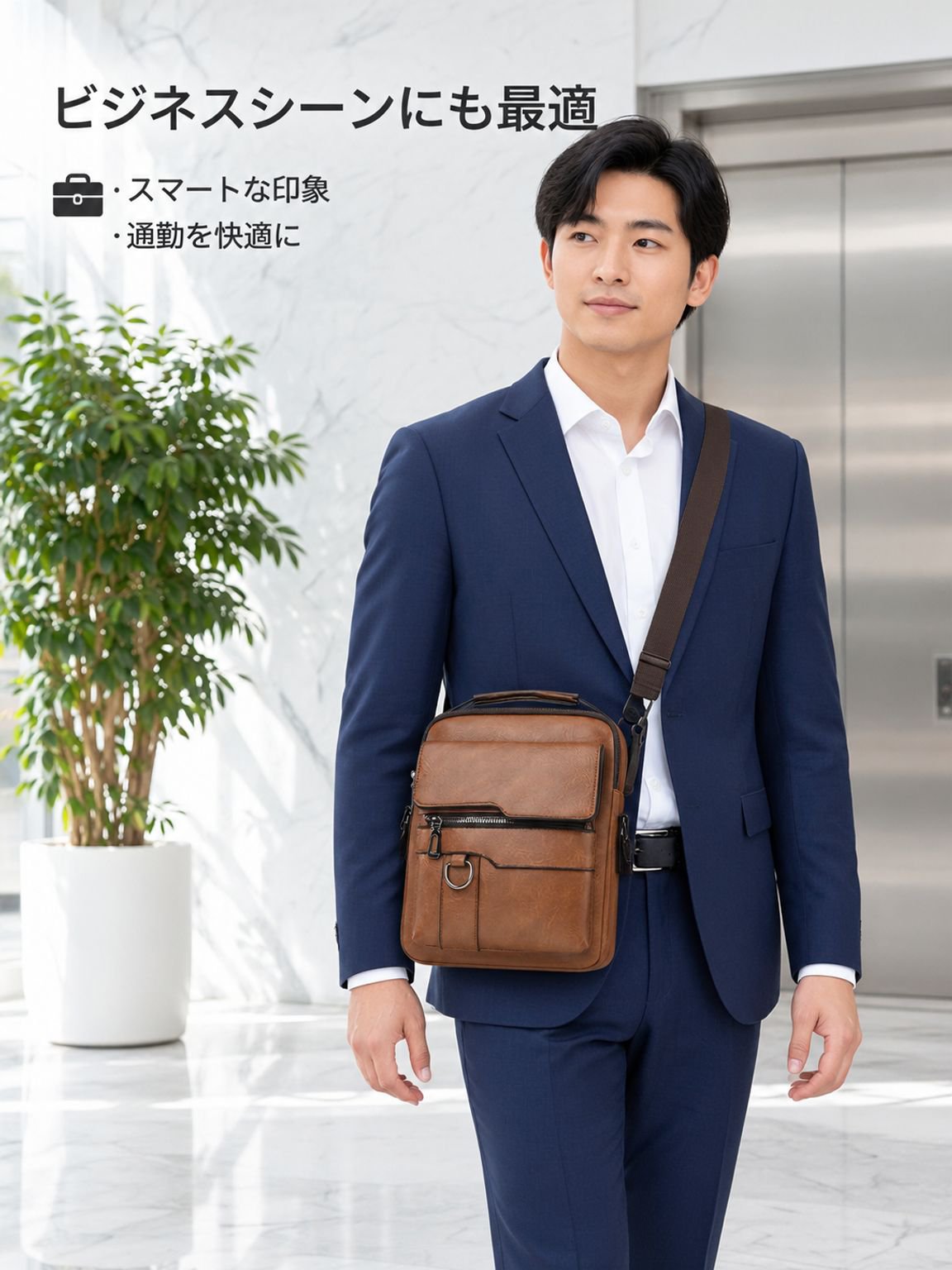 メンズ斜め掛けバッグ ファッショナブル縦型大容量ハンドバッグ
