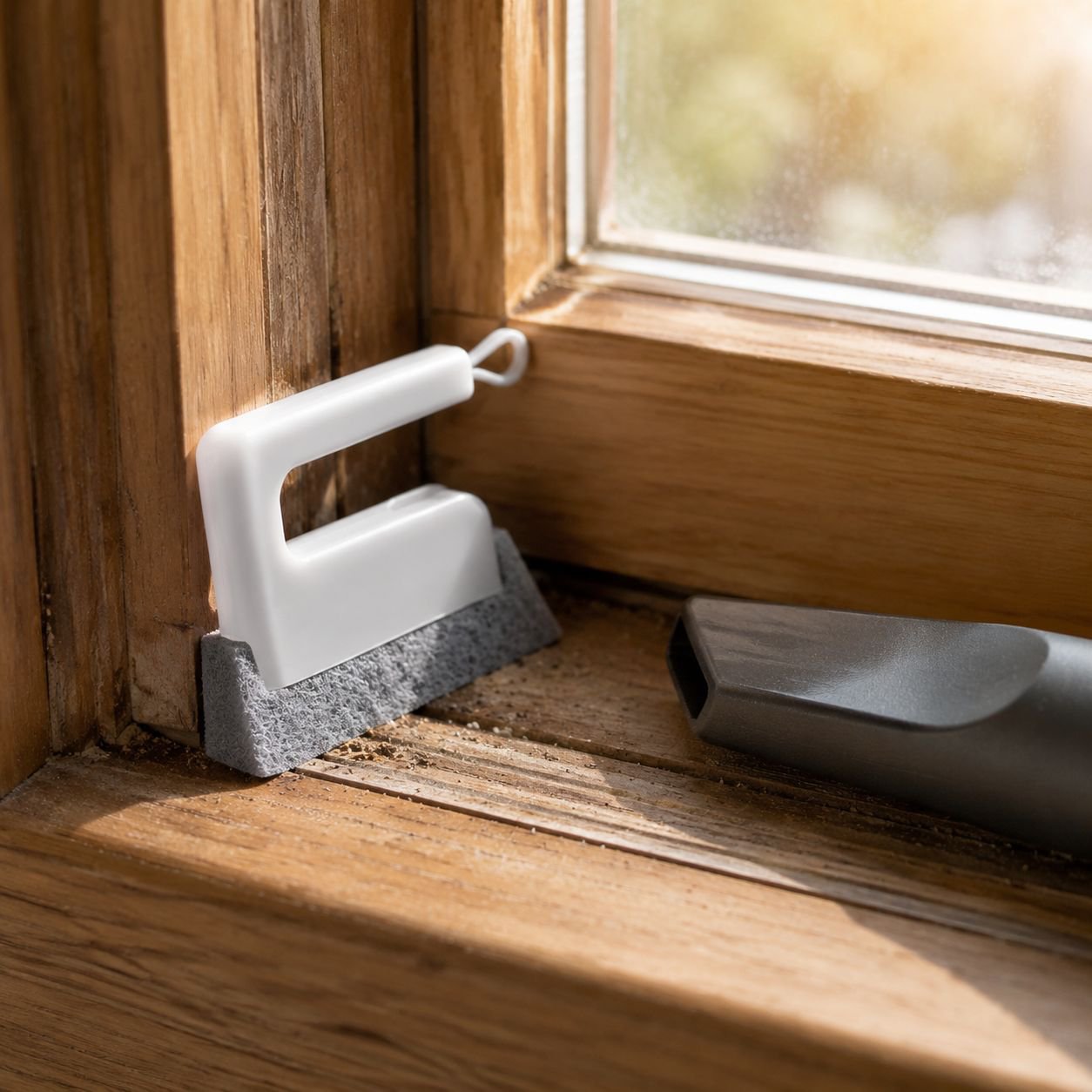 Cleaning narrow gaps with crevice brush