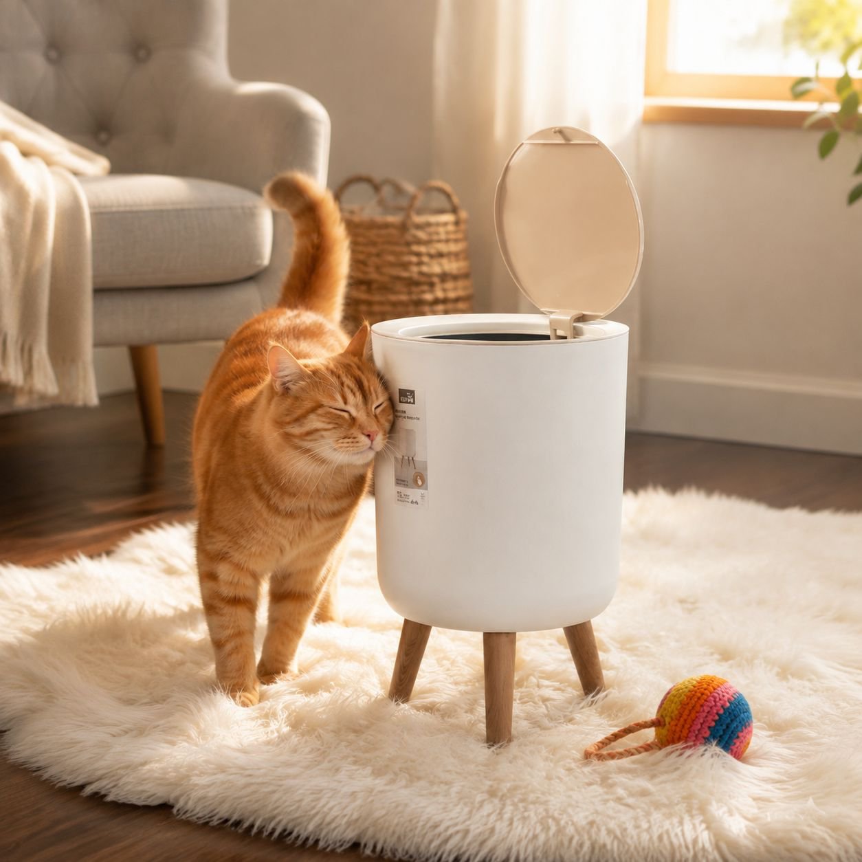Tall wooden trash cans that eliminate the need to bend over