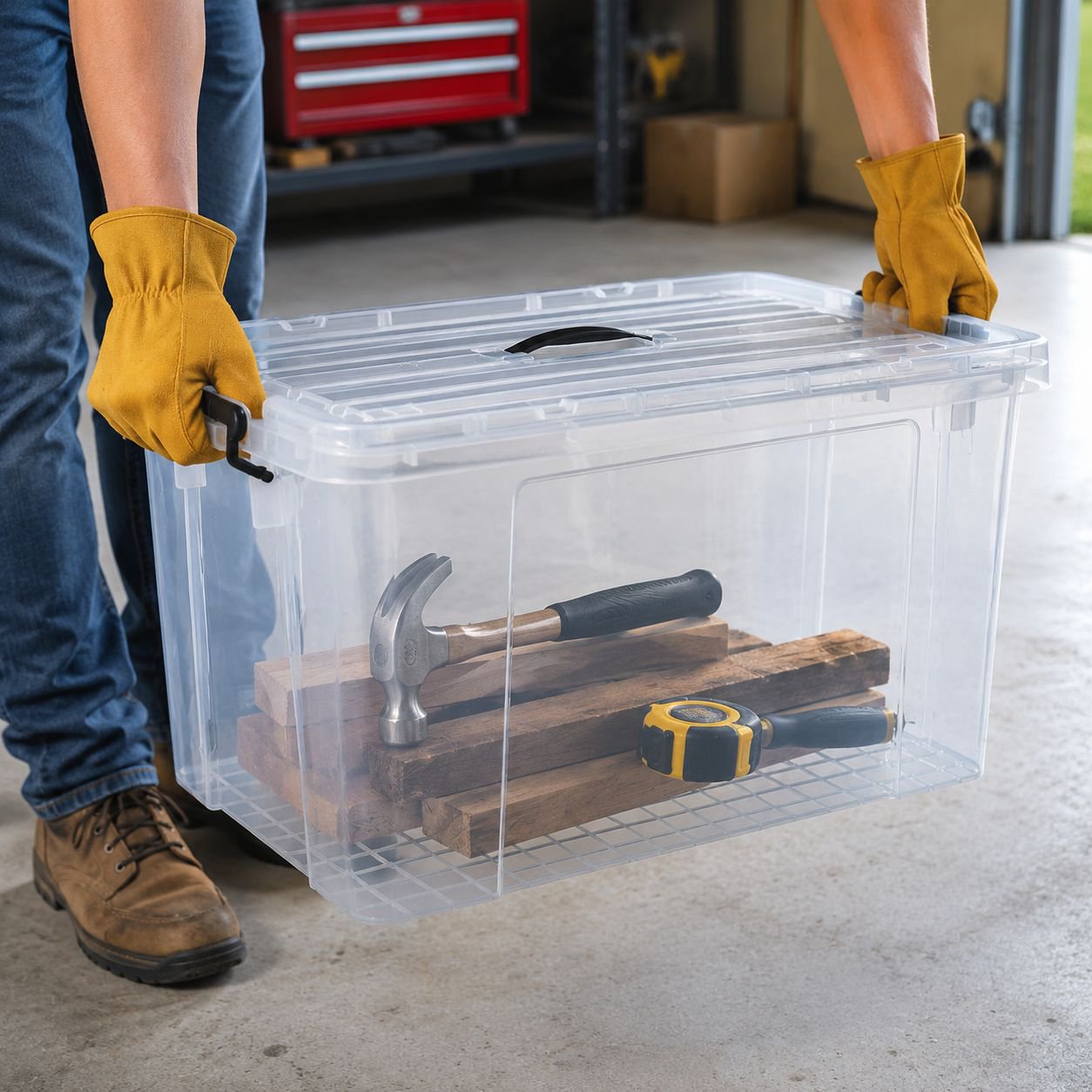 Transparent plastic storage box for quick item identification