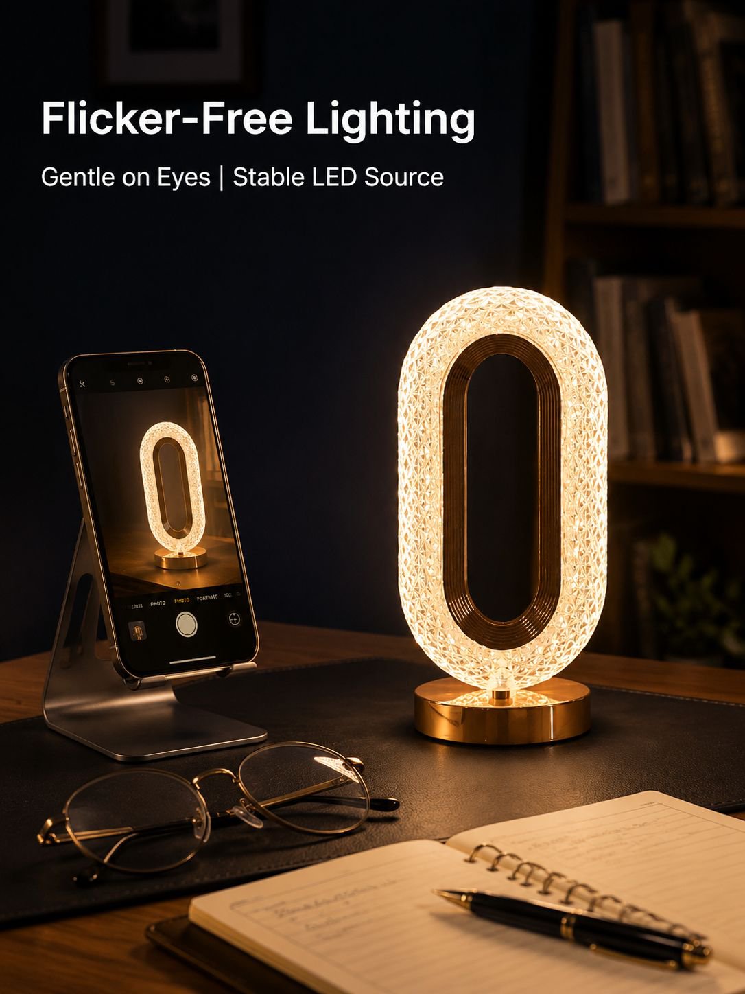 Touch-sensitive acrylic table lamp
