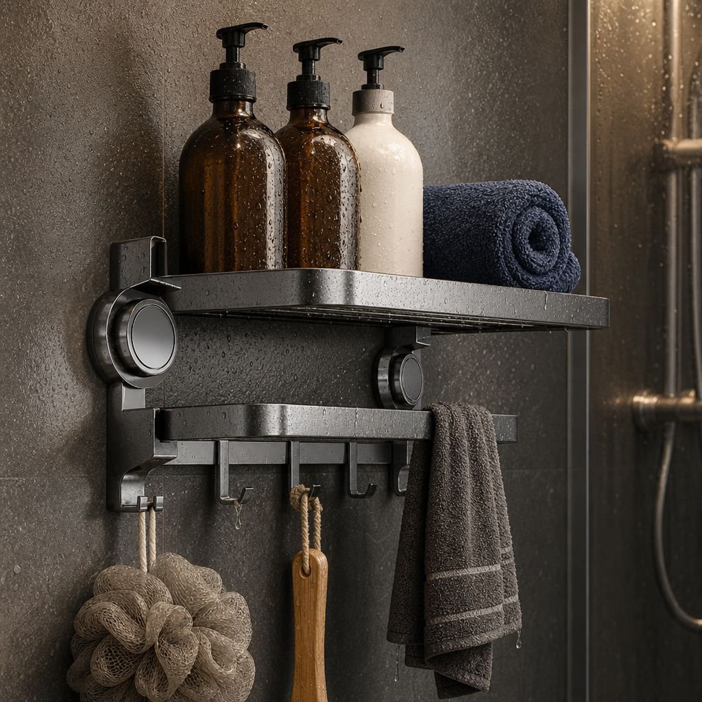 Étagère murale de salle de bain sans perçage à ventouse