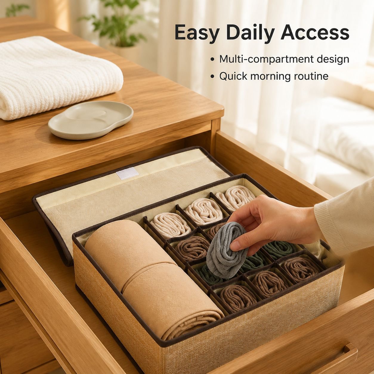 Household underwear and sock storage box with lid