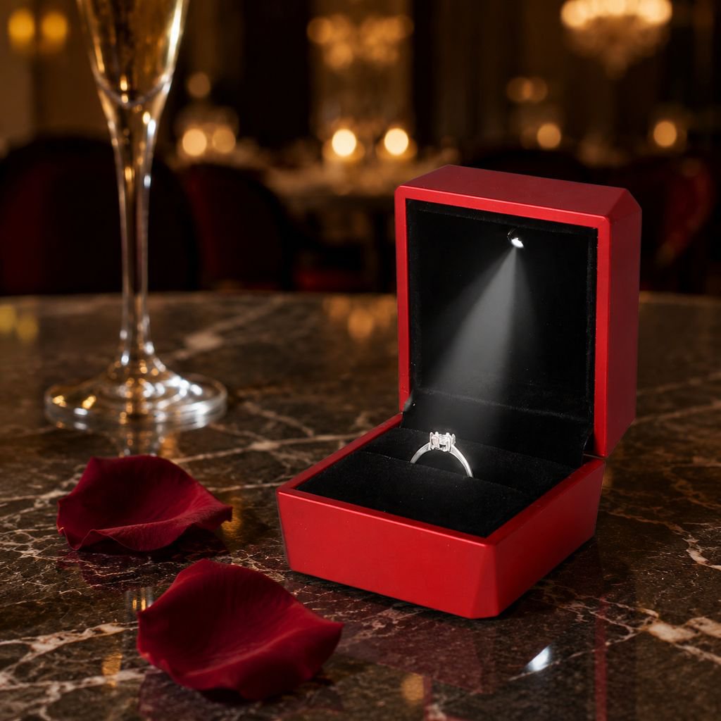 High-end diamond-faceted LED jewelry box, ring box, pendant jewelry packaging box