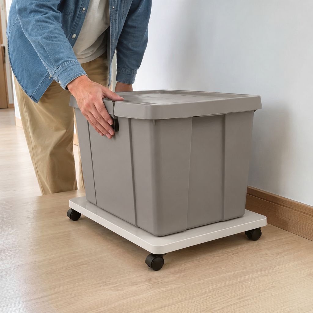 Minimalist Storage Box Base with Wheels Tray