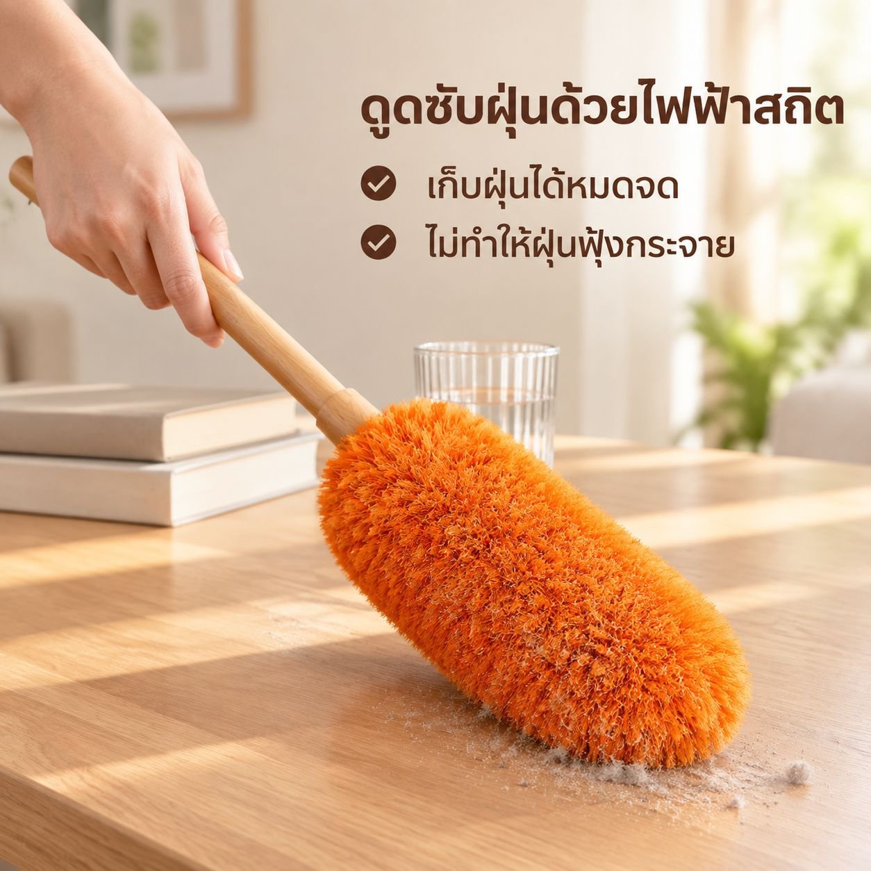ไม้ปัดฝุ่นขนสัตว์ไฟฟ้าสถิตแบบยืดหดได้