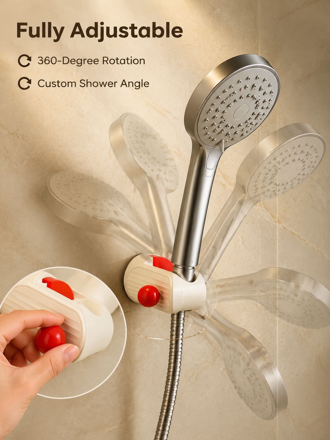 No-Drill Suction Cup Shower Head Mount
