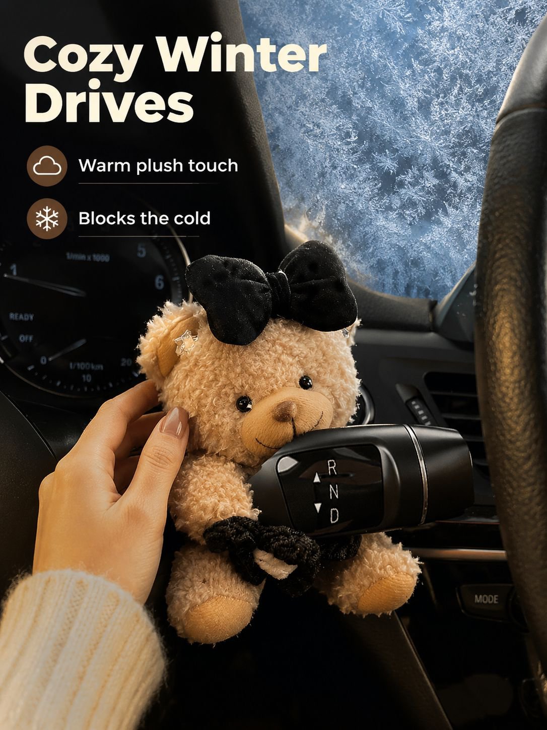 Perfect car gift – bear-shaped gear shift and steering wheel cover