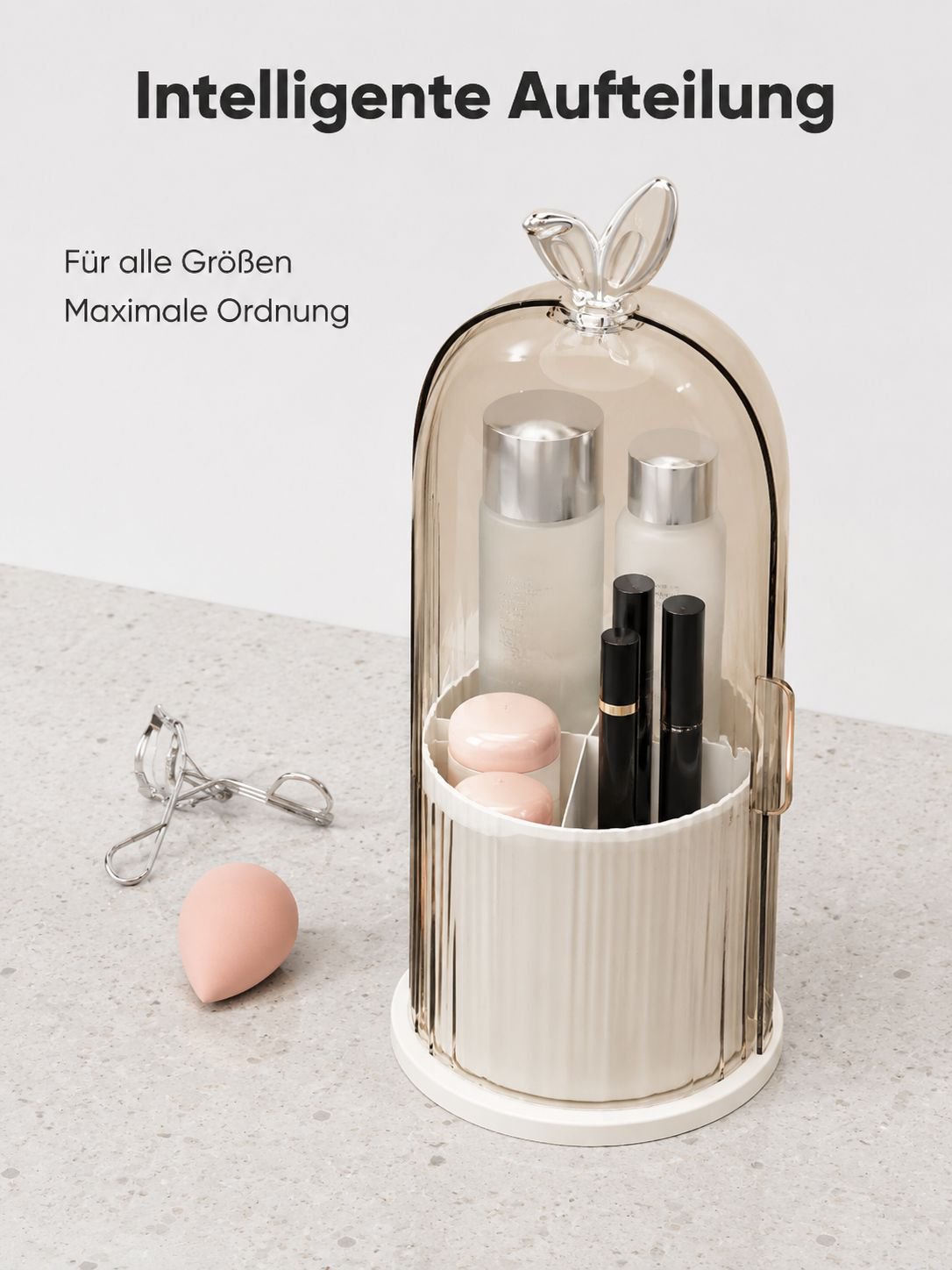 Drehbare, staubdichte Kosmetikaufbewahrungsbox