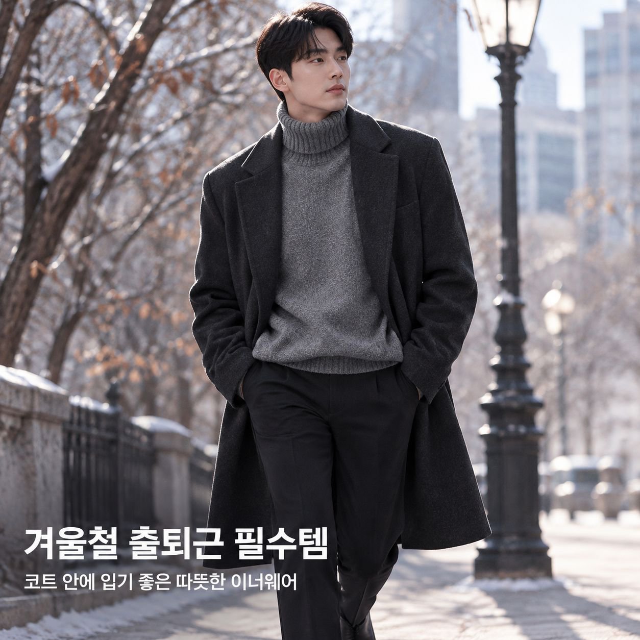 겨울 남성 터틀넥 목폴라 니트 빅사이즈 데일리 이너웨어