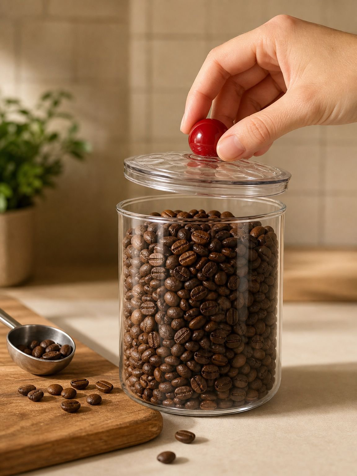 Coffee container with freshness seal and valve