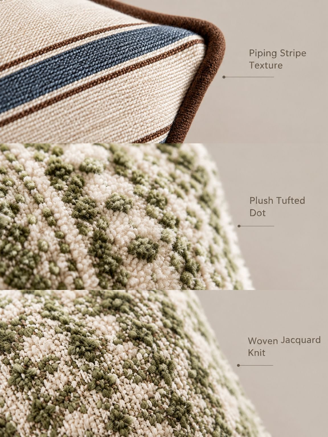 Bone polka dot striped cushion cover for sofa or couch