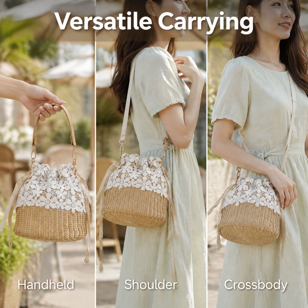 Summer Woven Tote Versatile Shoulder Crossbody Bag