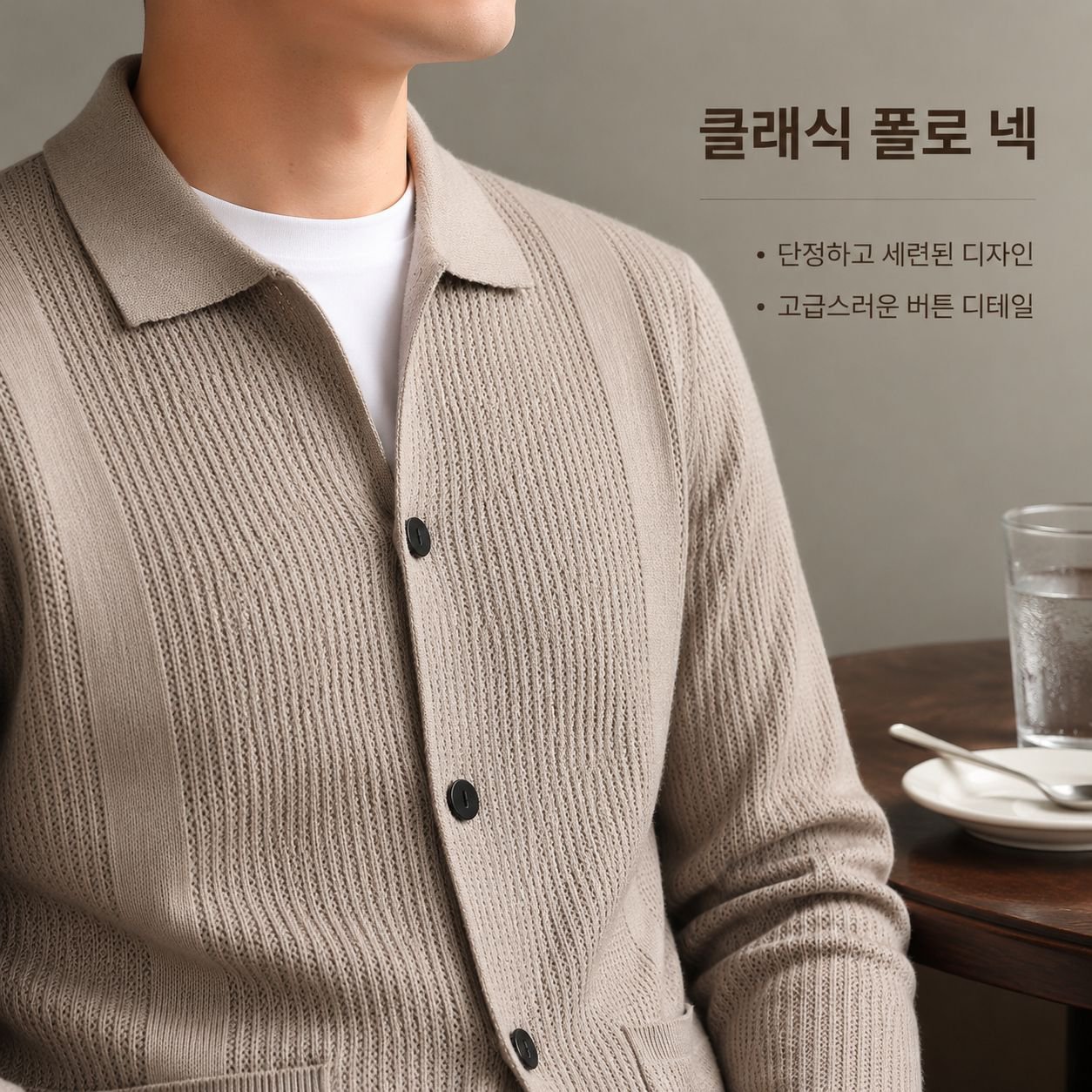 남성용 니트 자카드 스웨터 가디건