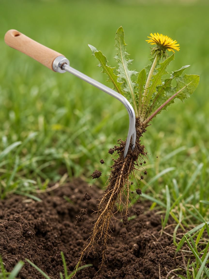 Ergonomic garden tools with wooden handles and steel blades