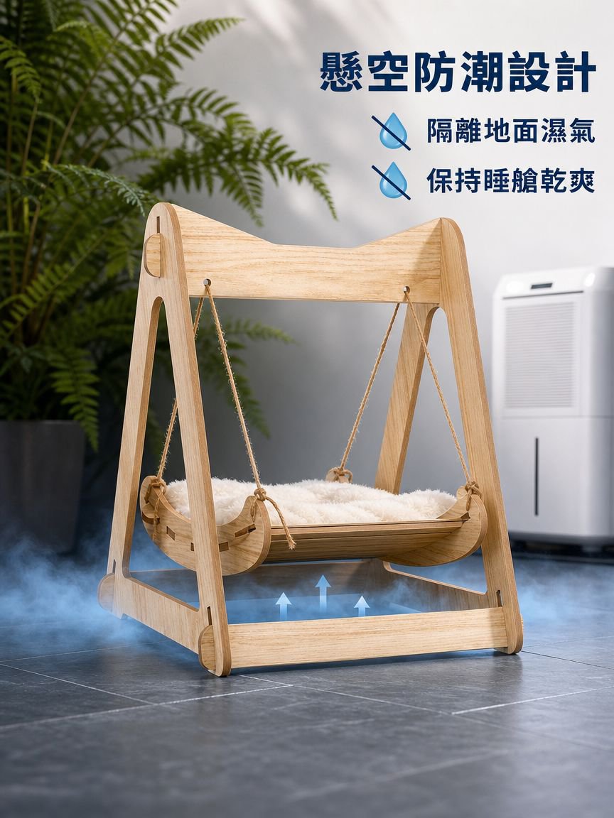 木製貓咪搖床