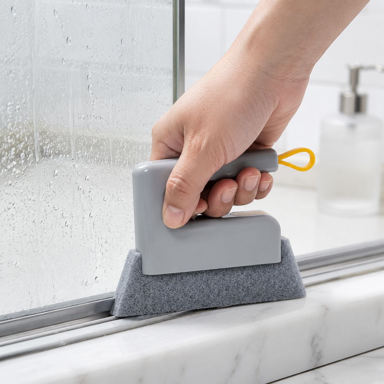 Bathroom crevice brush for deep cleaning