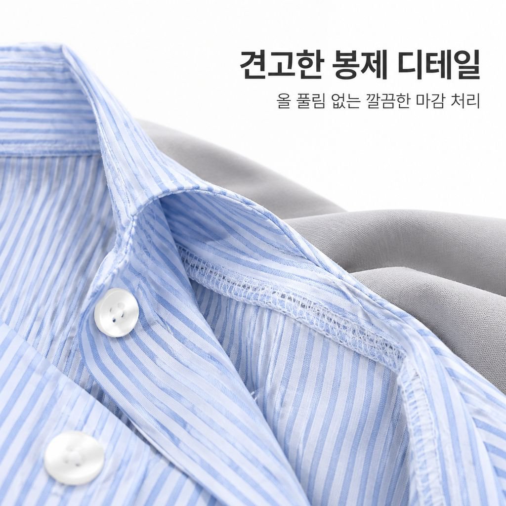 스타일리시한 루즈핏 스트라이프 상의 여성 롱 스타일 한국 디자인 셔츠