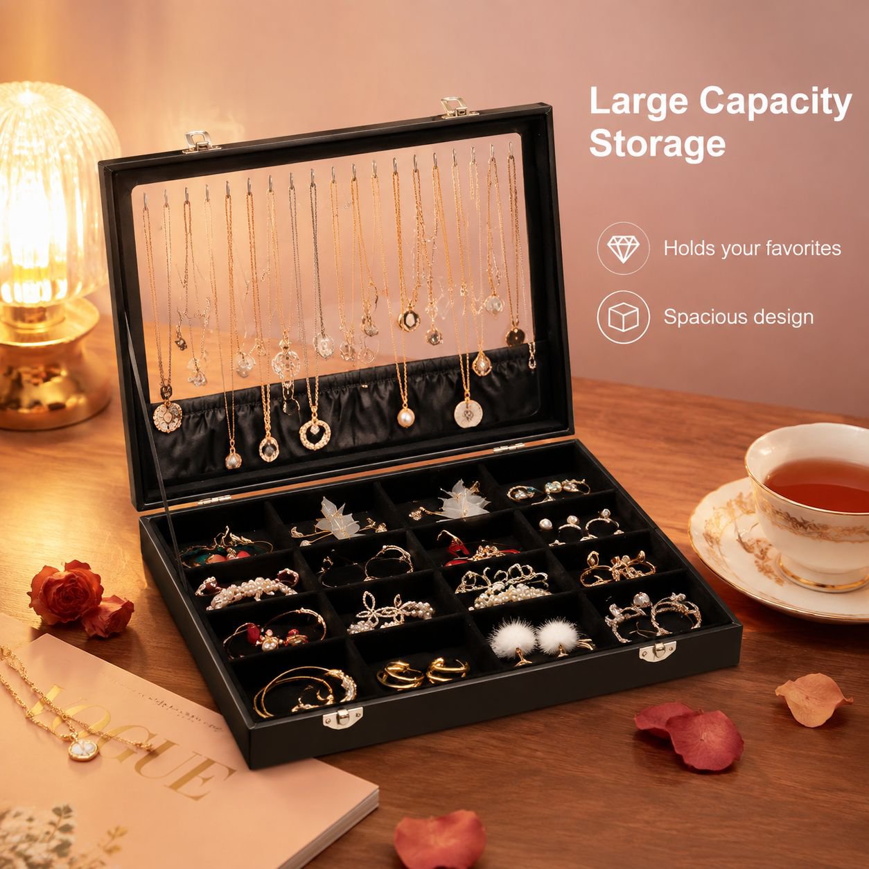 1pc Delicate Large Capacity Necklace Display Rack - Jewelry Organizer Box