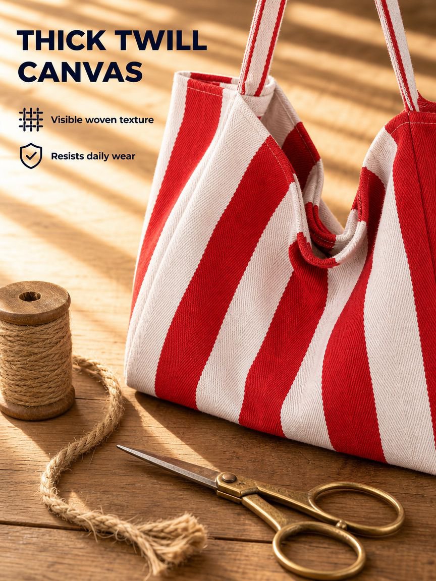 Korean Fashion Large Capacity Striped Tote, Stylish Literary Shoulder Bag