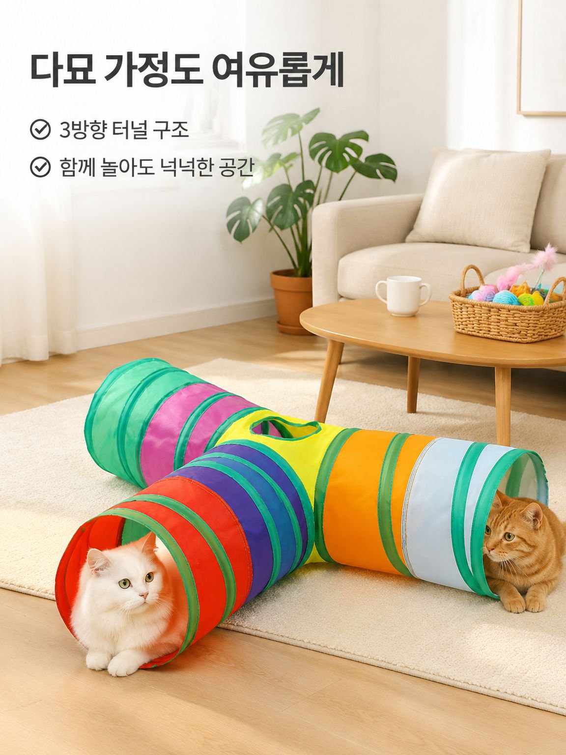 무지개색 고양이 놀이 터널
