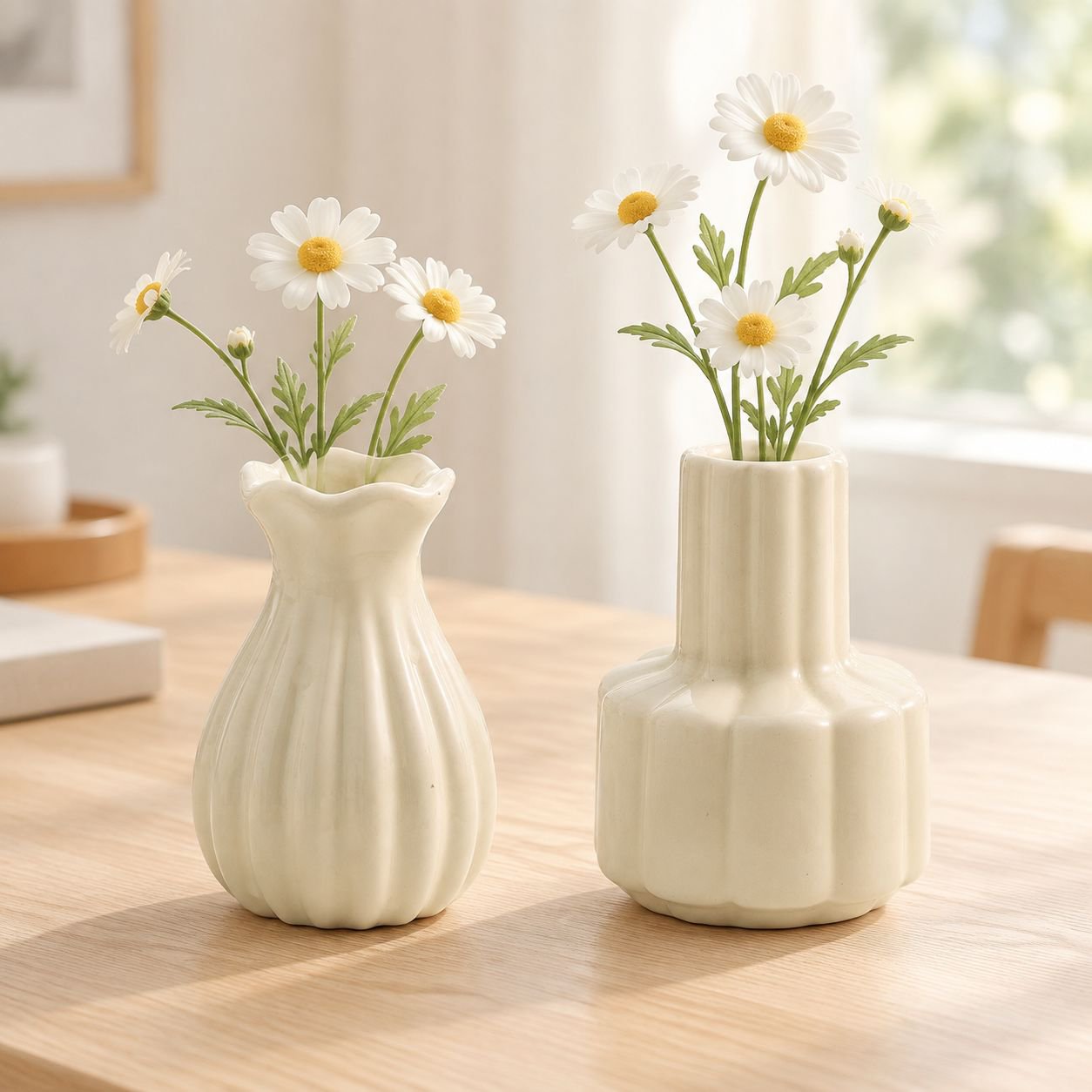Mini Ceramic Vase with Artificial Flowers for Home Decoration