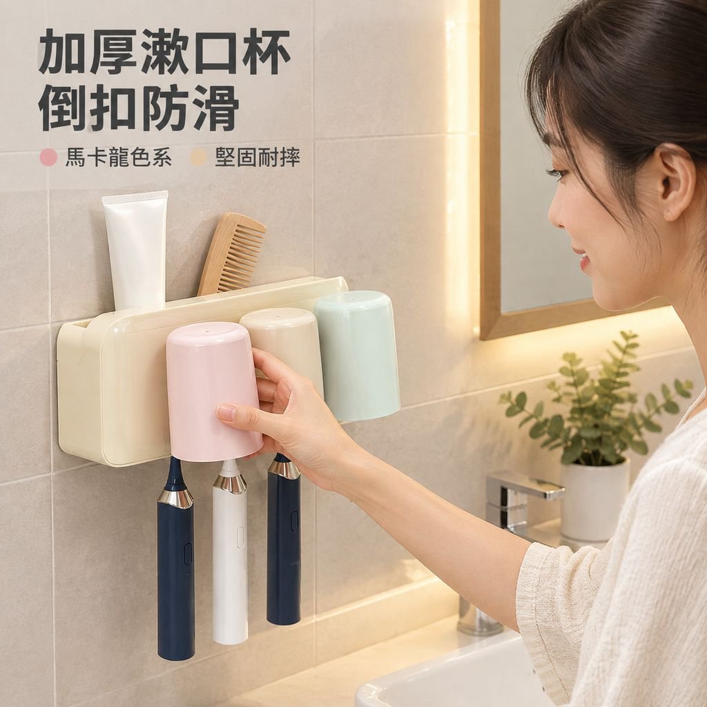 免打孔壁掛式衛浴牙刷收納架