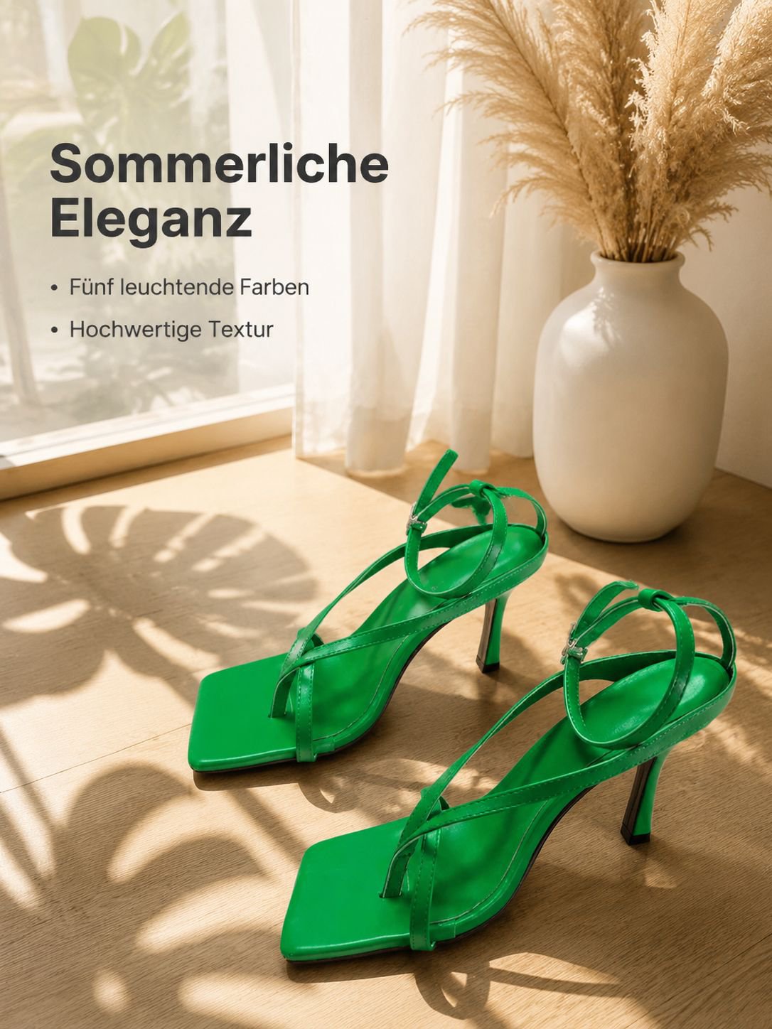 Modische High Heel Zehensandalen in Schwarz