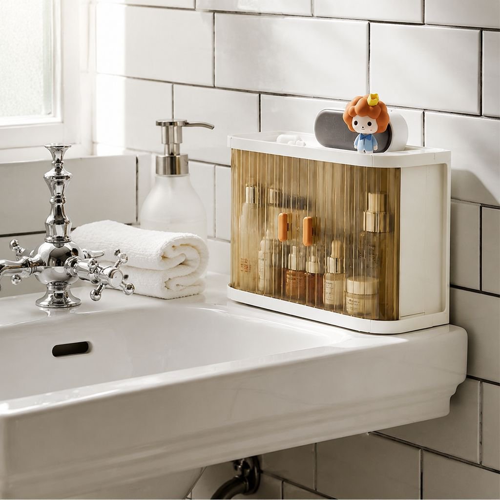 Solid Color Vanity Table Organizer Cabinet for Home