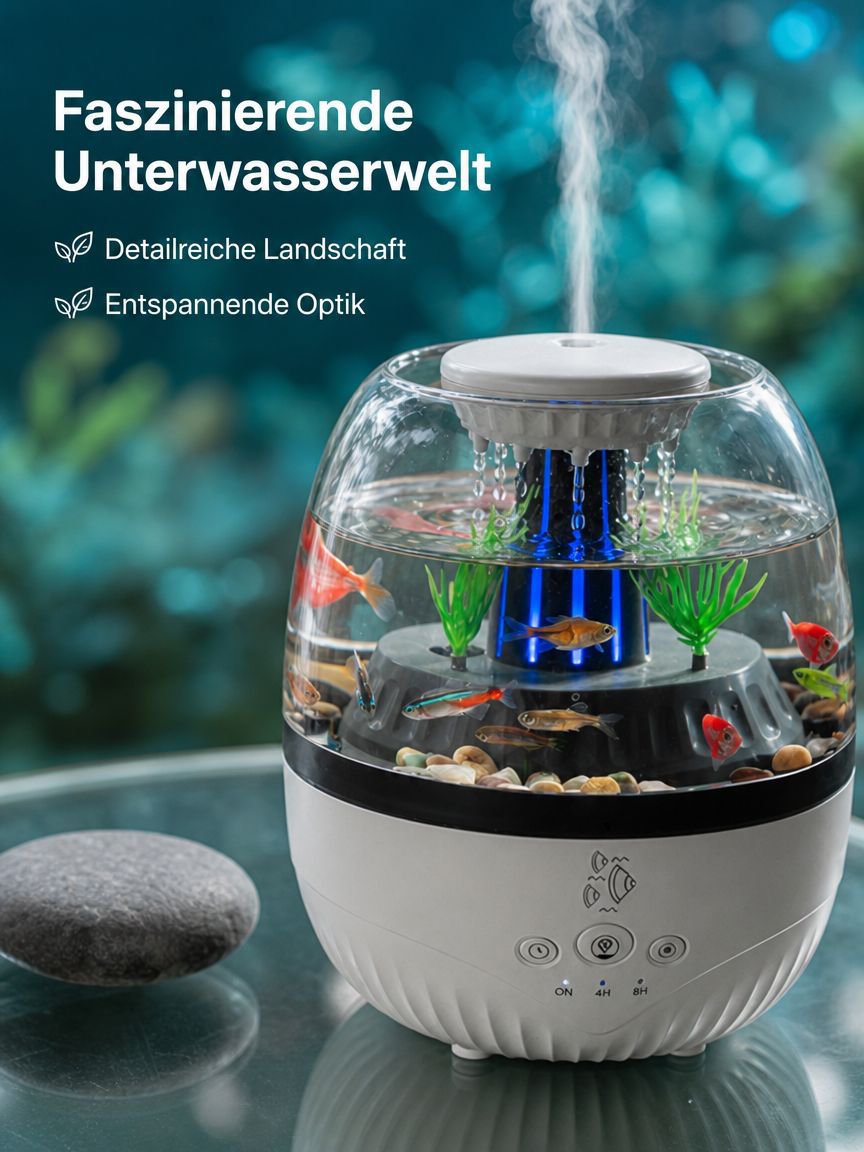 Leiser Aroma-Diffusor im Aquarium-Design mit siebenfarbiger Beleuchtung