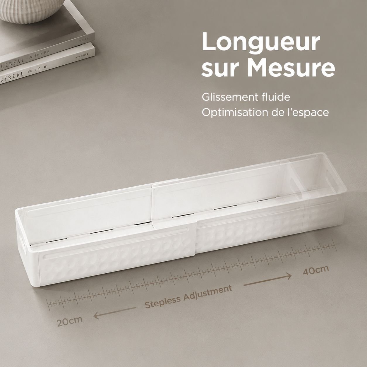 Boîte de rangement de bureau extensible
