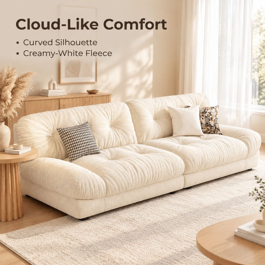 Cream-Style Fabric Sofa