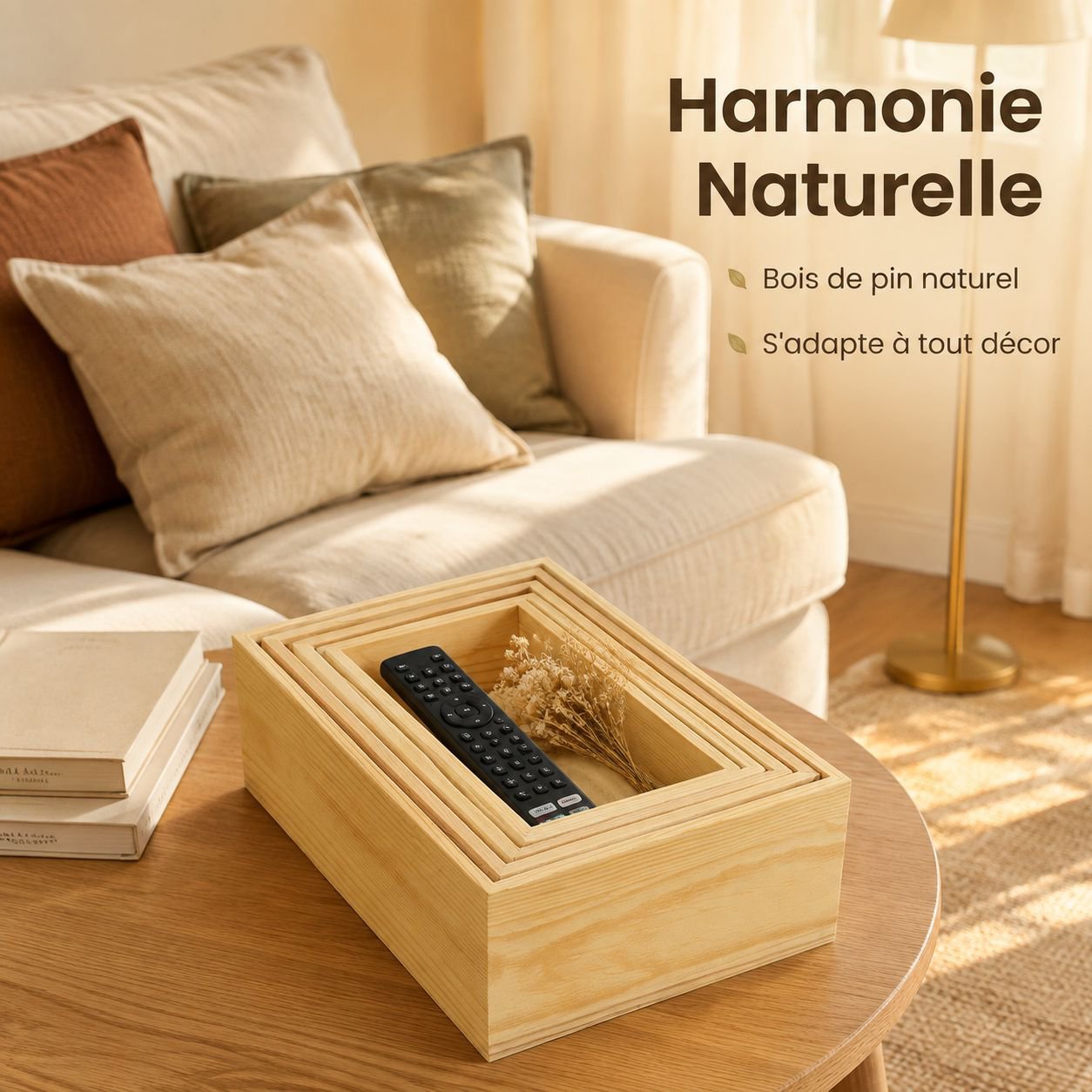 Boîte de rangement de bureau en bois