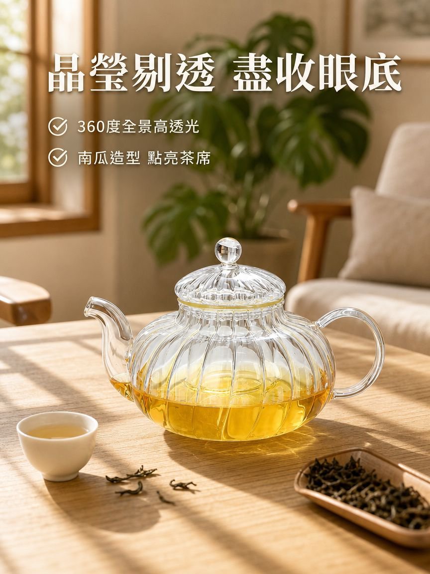 耐熱玻璃南瓜花茶壺