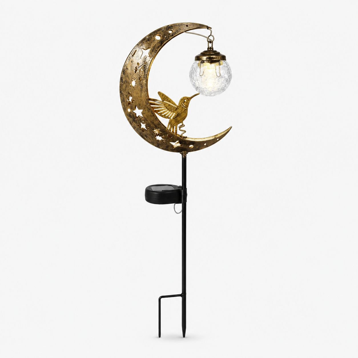 Lumière décorative solaire colibri lune extérieure