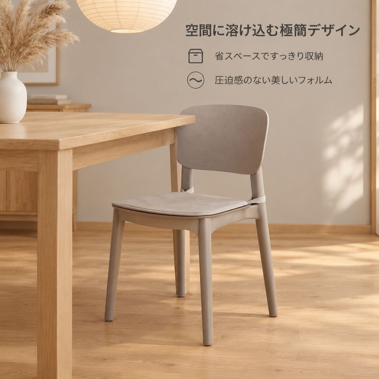 家庭用・厚手プラスチック製背もたれ付きダイニングチェア