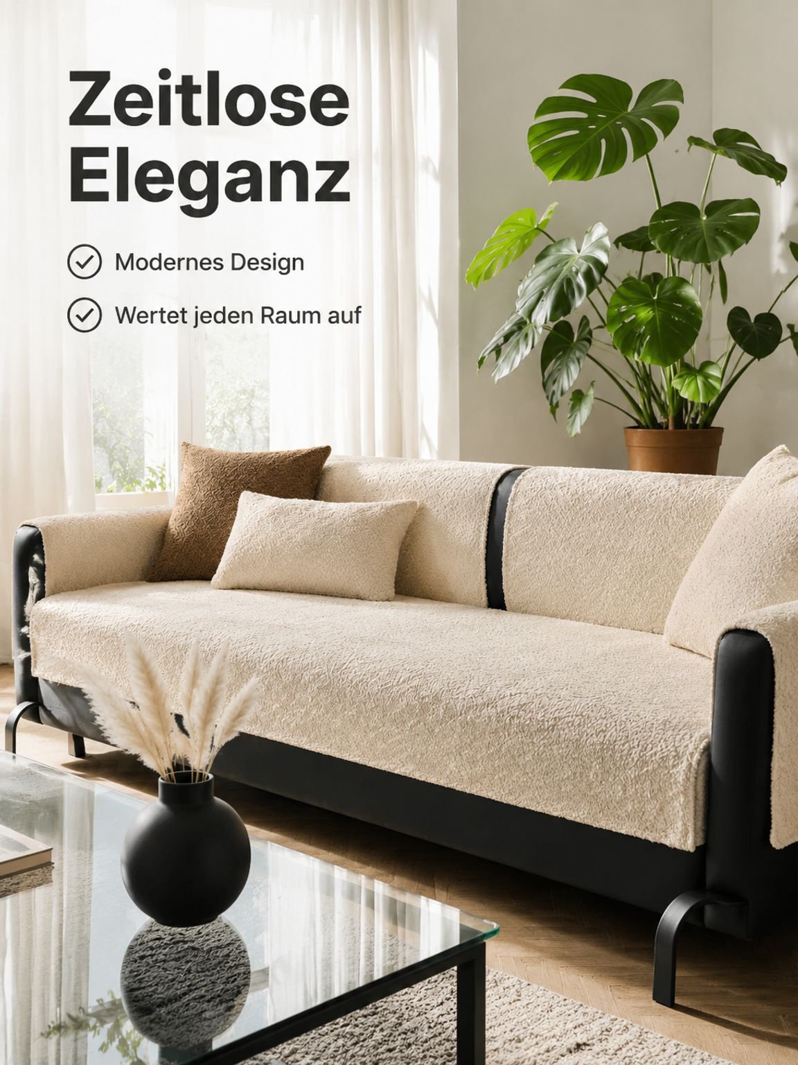 Elegante rutschfeste Sofaauflage auf modernem Sofa