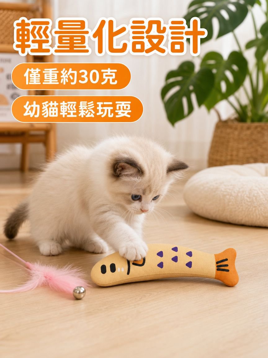 寵物玩具猫薄荷猫咪逗猫麻布魚自嗨解悶趣味