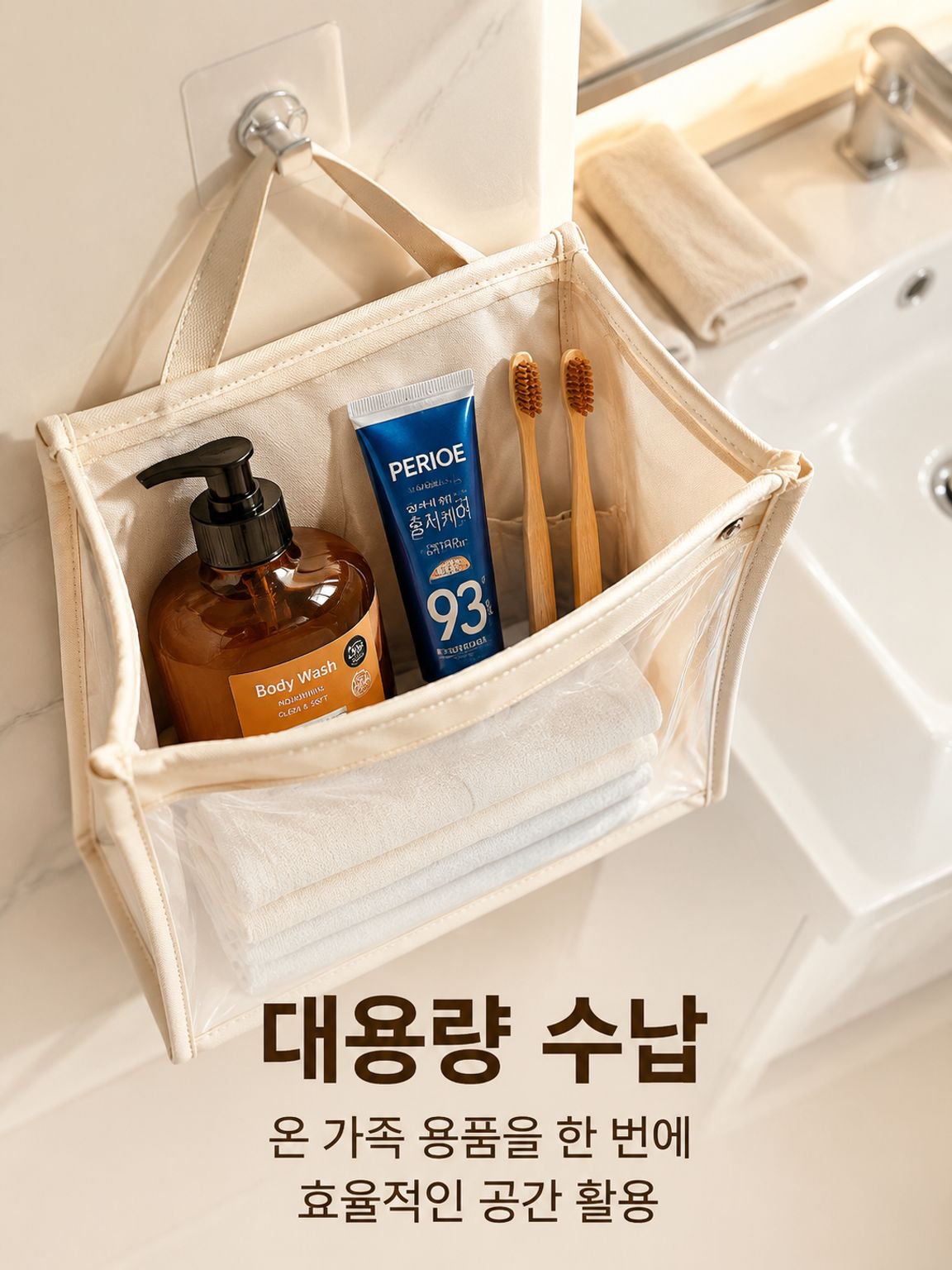욕실 방수 걸이형 수납 주머니