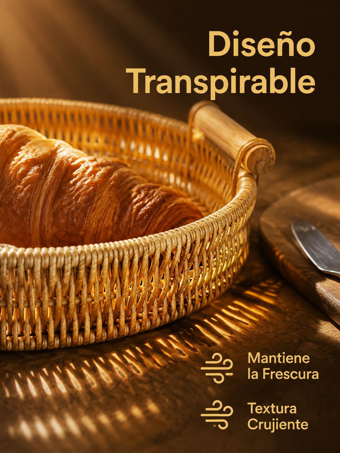 Cesta de pan de imitación de ratán