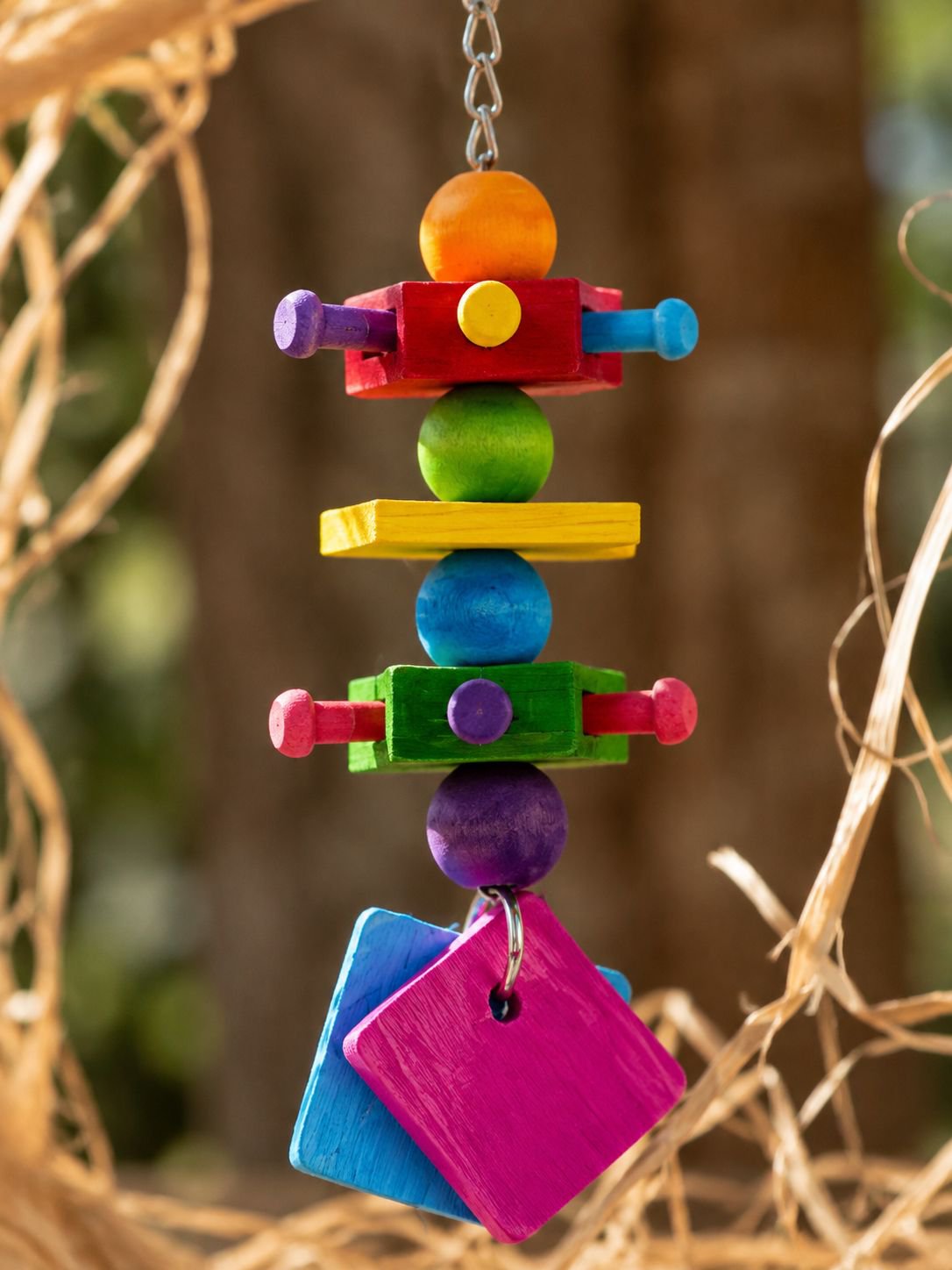 Parrot Colorful Chewing Toy Stand, Cockatiel Tiger Skin Peony Educational Toy, Claw Sharpening and B