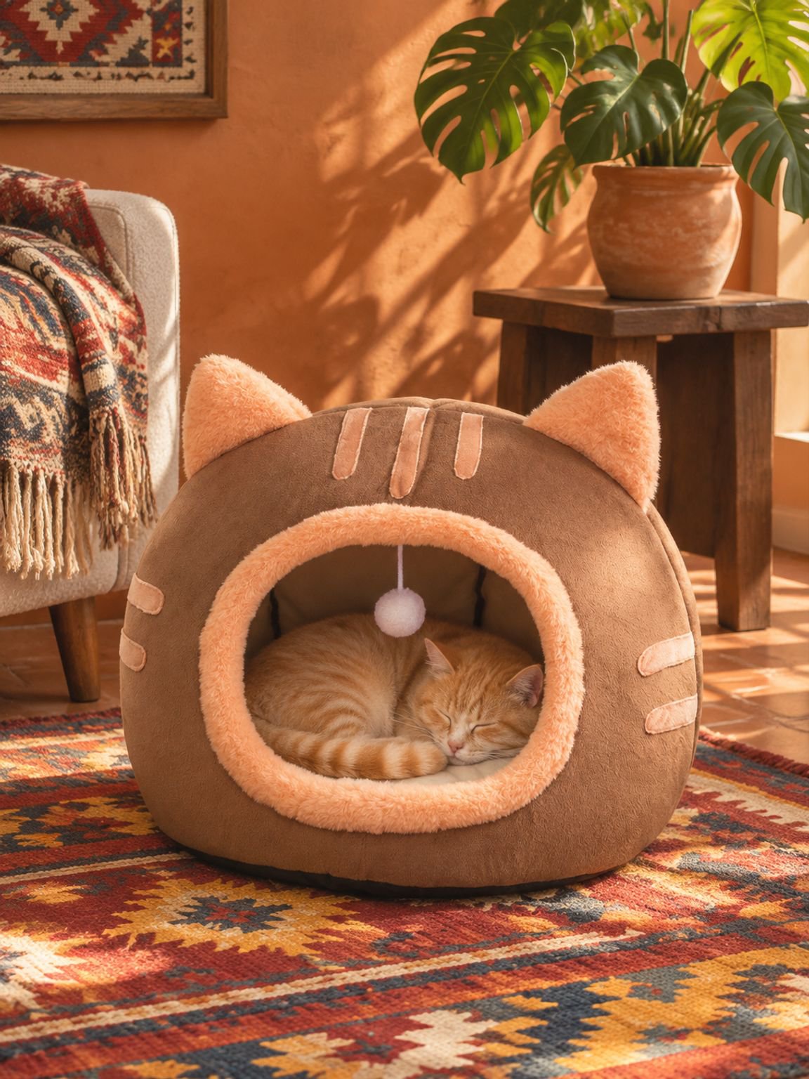 Casa para gatos semi-cerrada, ideal para invierno y cálida