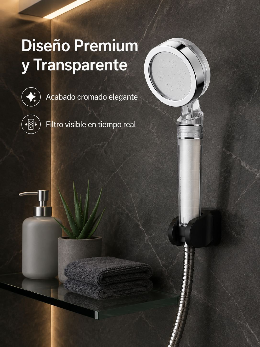 Cabezal de ducha con filtro de alta presión