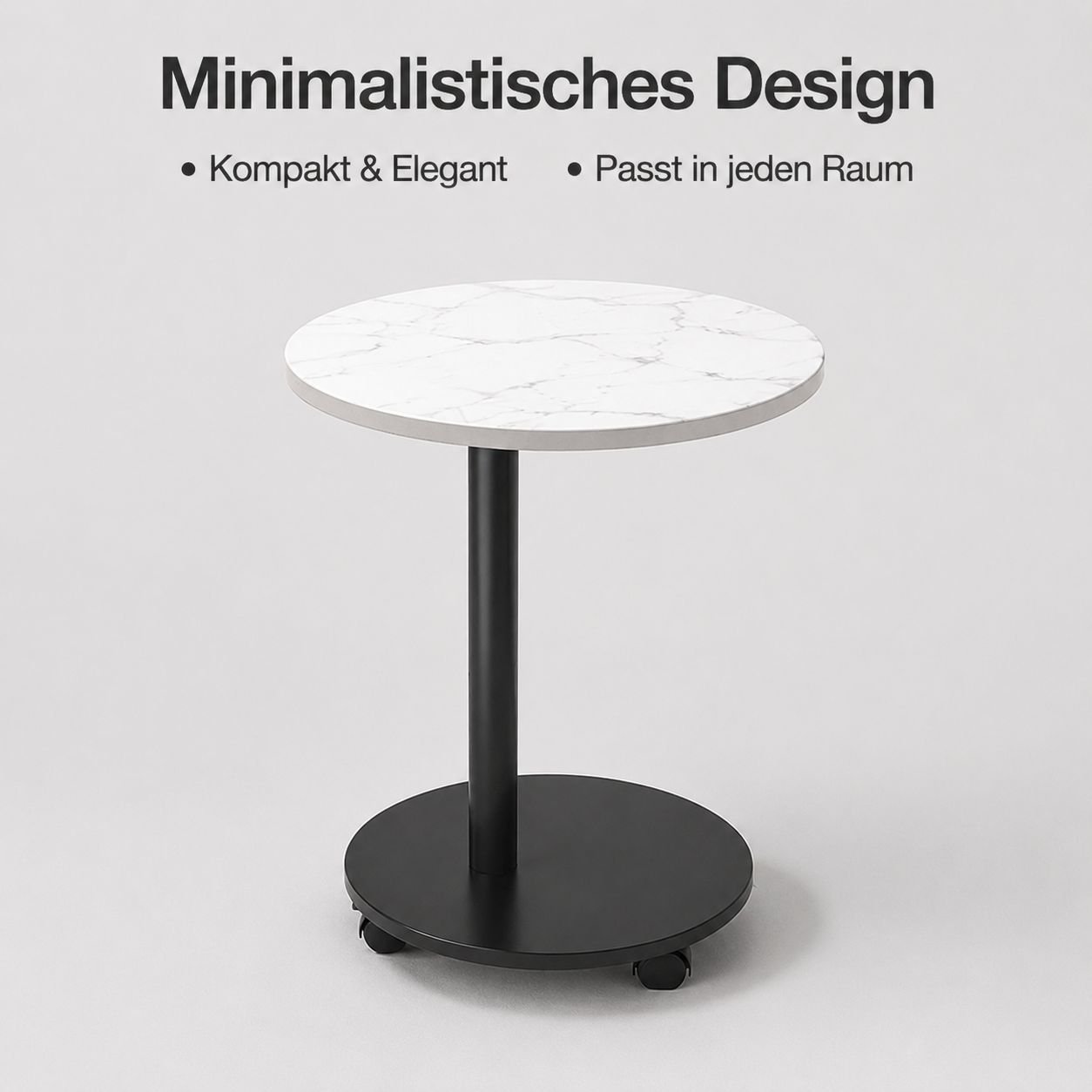 Einfacher kleiner runder Tisch für den Heimgebrauch, als Beistelltisch neben dem Sofa oder als Nacht