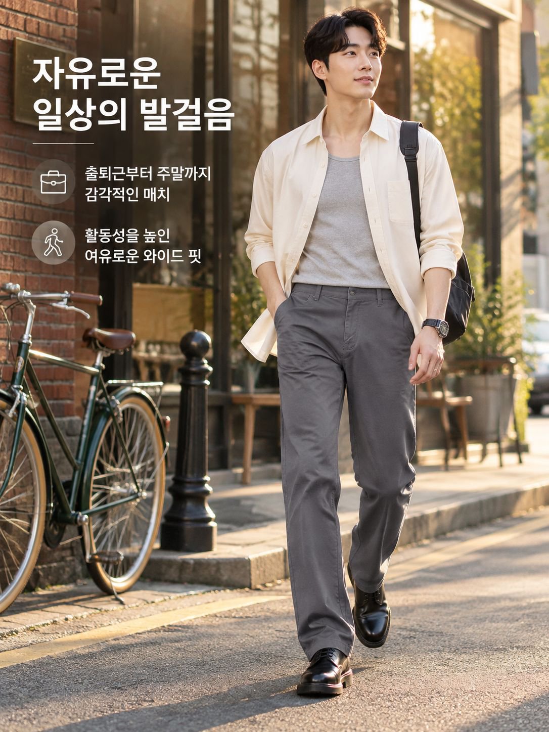 남성 순면 캐주얼 긴바지 봄 여름 얇은 루즈핏 일자 팬츠 편안한 데일리룩
