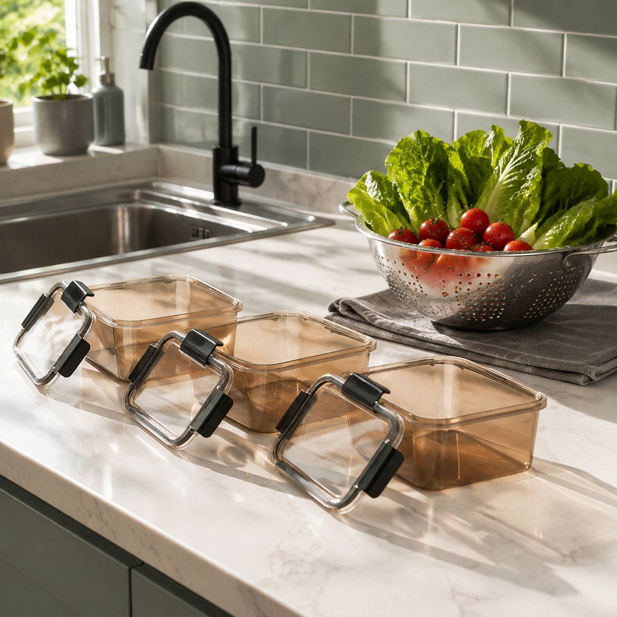 Set of BPA-free airtight storage boxes for refrigerator