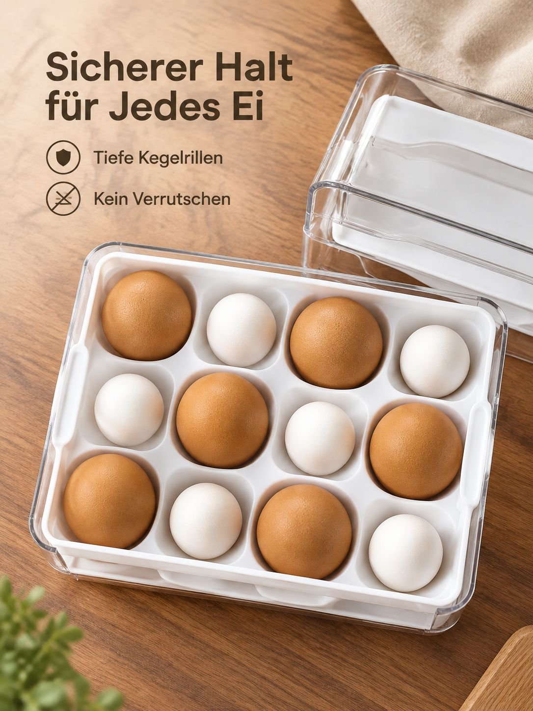 Platzsparende Lösung für die Eieraufbewahrung im Kühlschrank