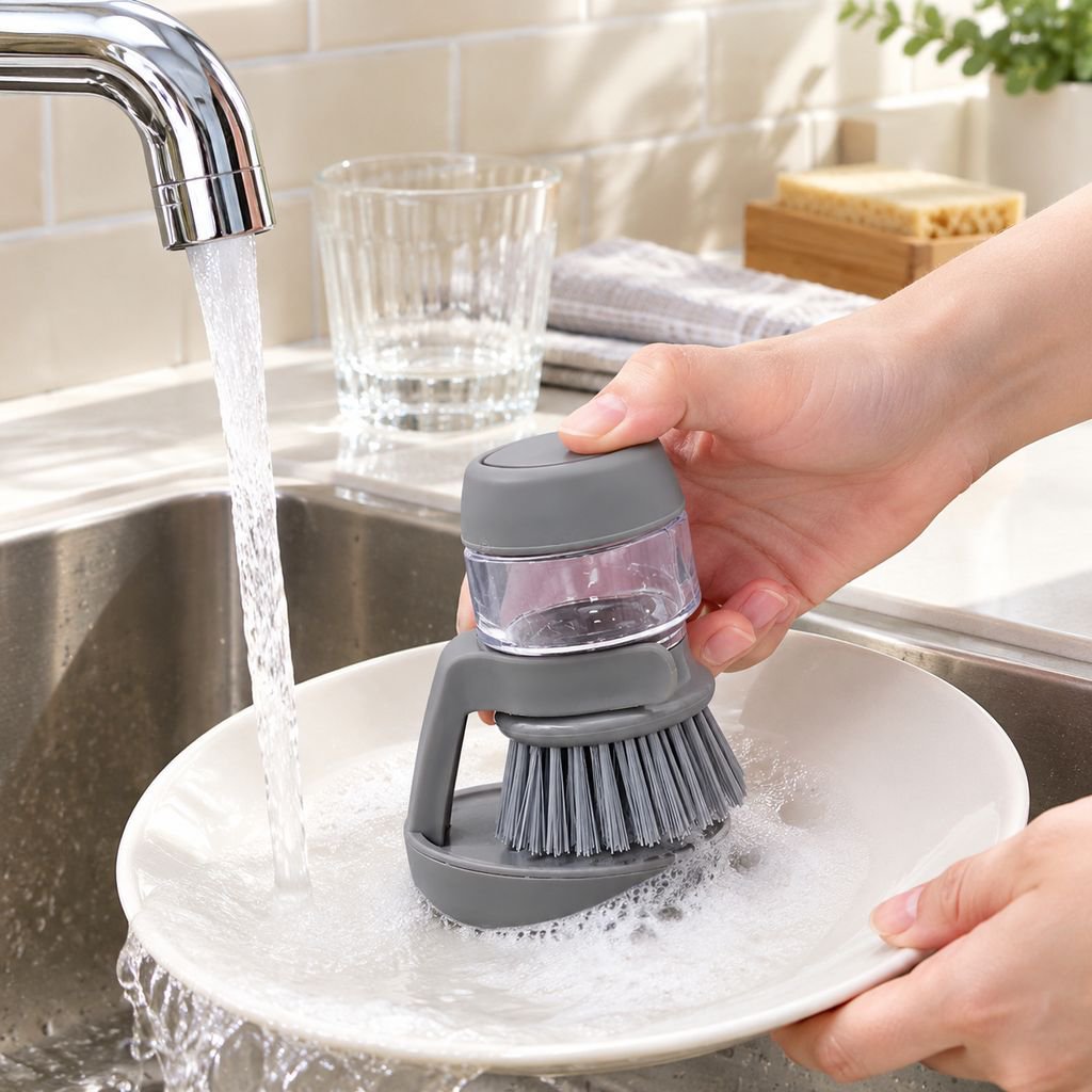 Durable bristles on automatic dish brush