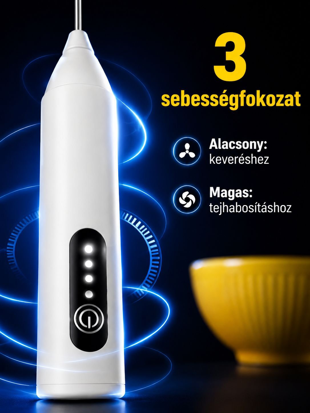 Könnyen hordozható tejhabosító konyhapulton
