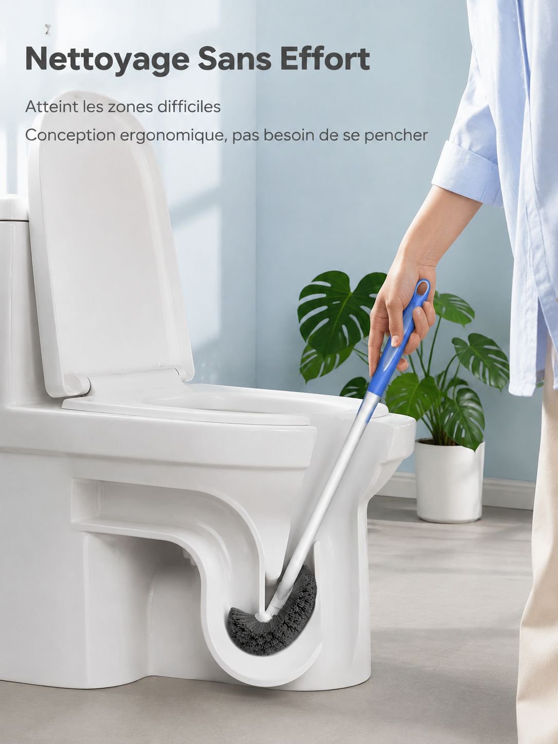Brosse WC à long manche en matériau durable pour une utilisation prolongée